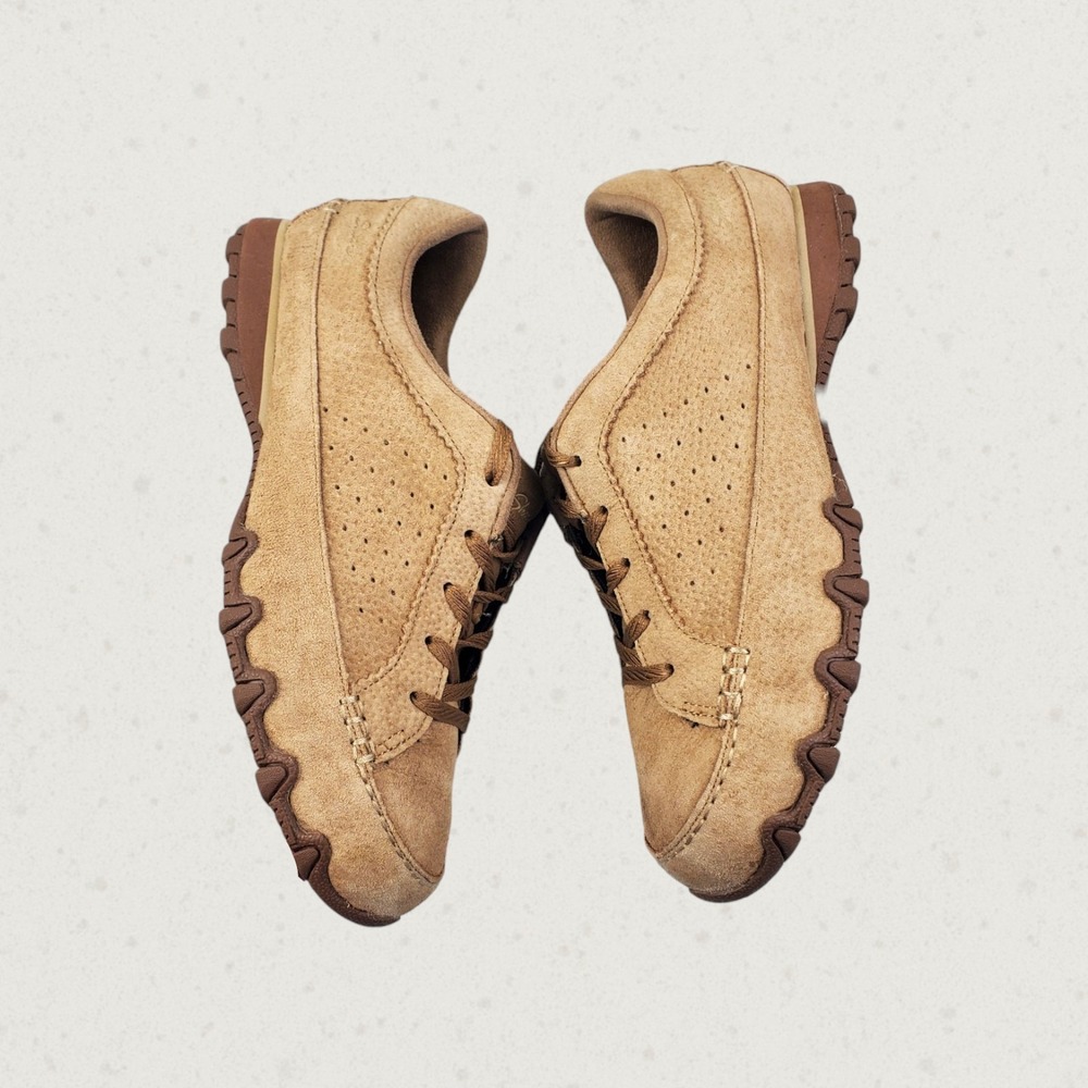 Skechers Wide Fit Tan Suede Sneakers Air-Cooled Memory Foam Low Top Size 8.5 - Picture 4 of 9